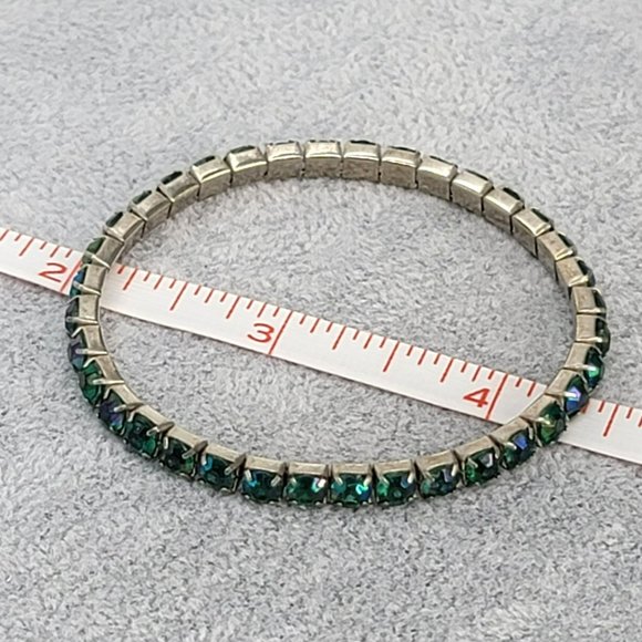 Rhinestone Beaded Stretch Bracelets Lot in Black Floral Silver Gold Green LI326 - Picture 7 of 8